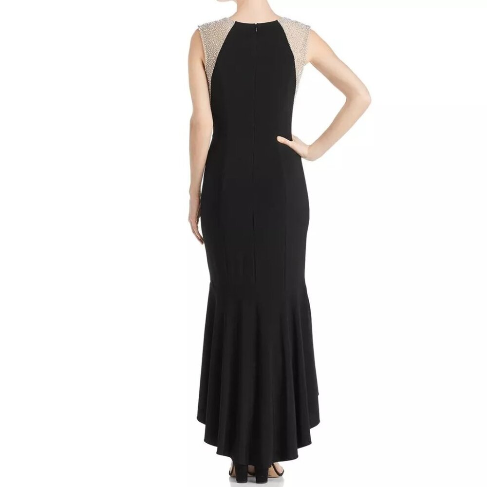 Avery G Womens 10 Black Nude Bedazzled Sleeveless Gown Dress NWT CZ77 - Picture 2 of 3